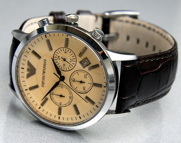 ** USA AELLER ** Authentic Emporio Armani AR2433 Chronograph Brown ...